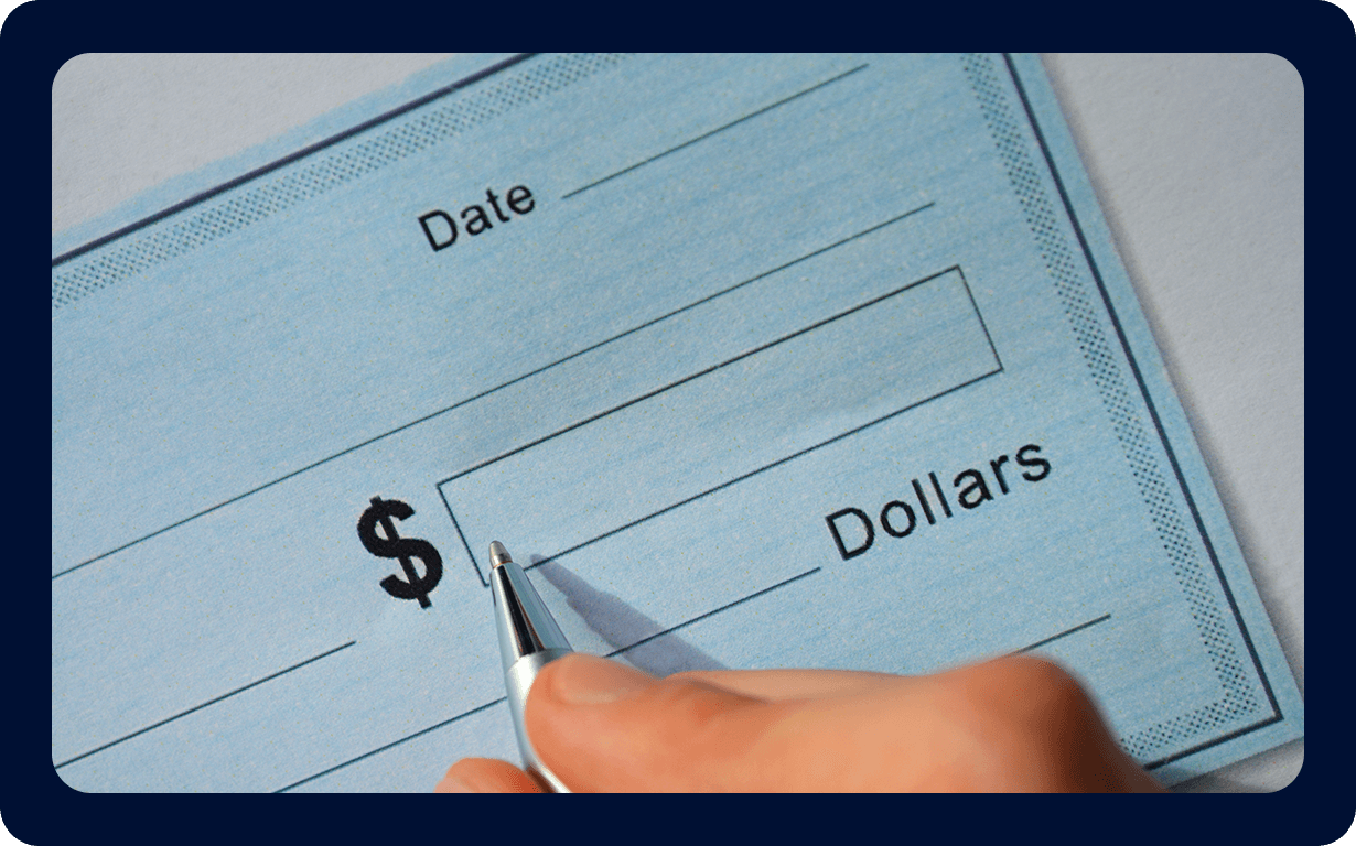 International money order being filled out.